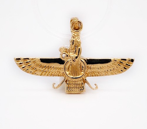 18k Gelbgold Farvahar Ahura Mazda Zoroastrische Achämeniden Anhänger 32mm  - Bild 5 von 11