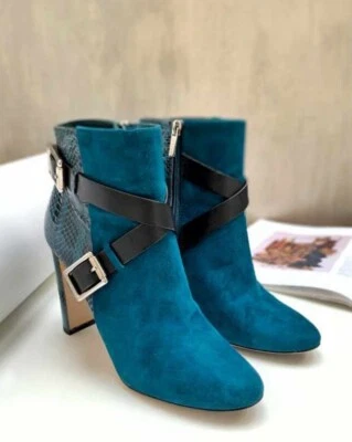 Sexy Jimmy Choo Damenschuhe Stiefeln Petrolblau 37 Neu - Bild 1 von 4
