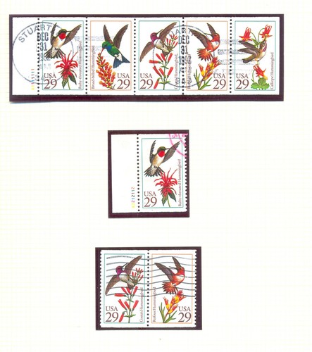 USA 2642-2646 Hummingbirds booklet stamps, mint and used etc - Picture 3 of 4