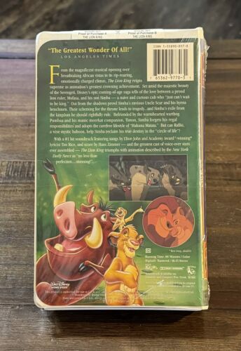 Walt Disney’s Masterpiece The Lion King VHS #2977 NEW SEALED - Picture 2 of 3