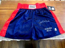 JAKE LAMOTTA RAGING BULL BOXING HOF CHAMPION SIGNED AUTO EVERLAST TRUNKS JSA GAI