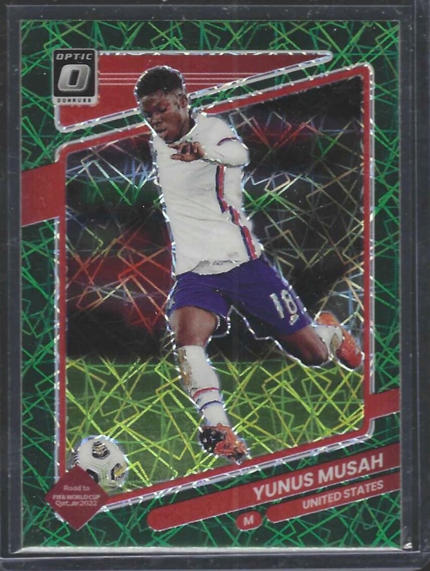 YUNUS MUSAH 2021-22 PANINI DONRUSS ROAD TO QATAR OPTIC GREEN VELOCITY HOLO #161