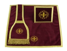 Red Burse Maniple Chalice Veil Vestment Bolsa Manípulo Velo Cubrecáliz VMB592ACA