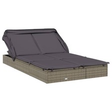 2-Person Sunbed with Foldable Roof Outdoor Pa...