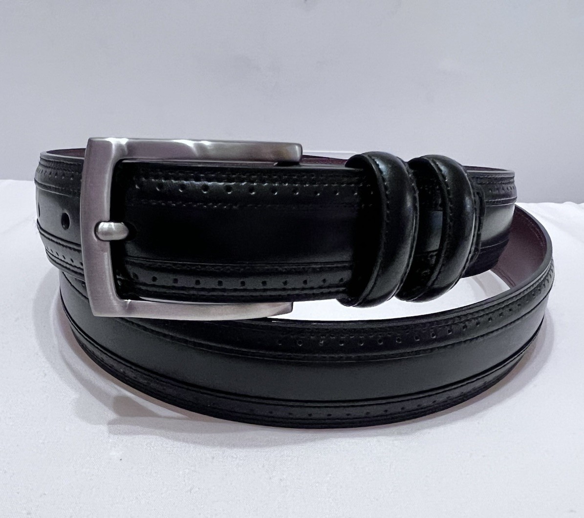 NEW Stafford 42 Essentials Leather Y5GA Silver Buckle Dress