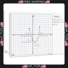 Double-Sided 11"x14" Dry Erase Graph Whiteboard for Home, School Kids