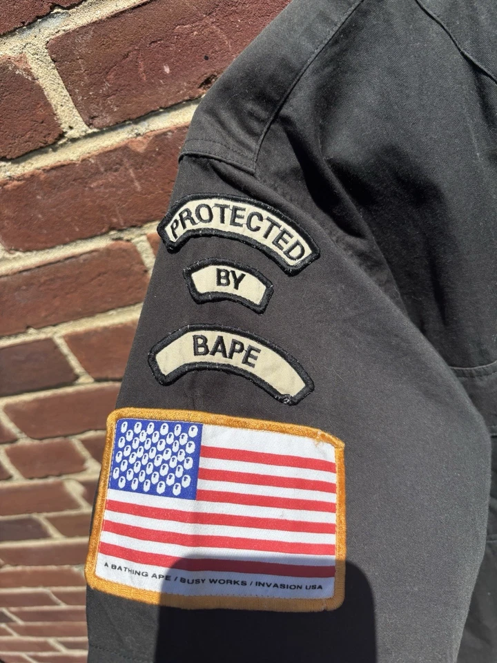 RARE Bape Security Systems Baseball Button Up - Image 4 of 4