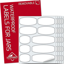 Waterproof Labels for Jars - 100 Multi Size, Sticky Labels for Jars and Bottles 