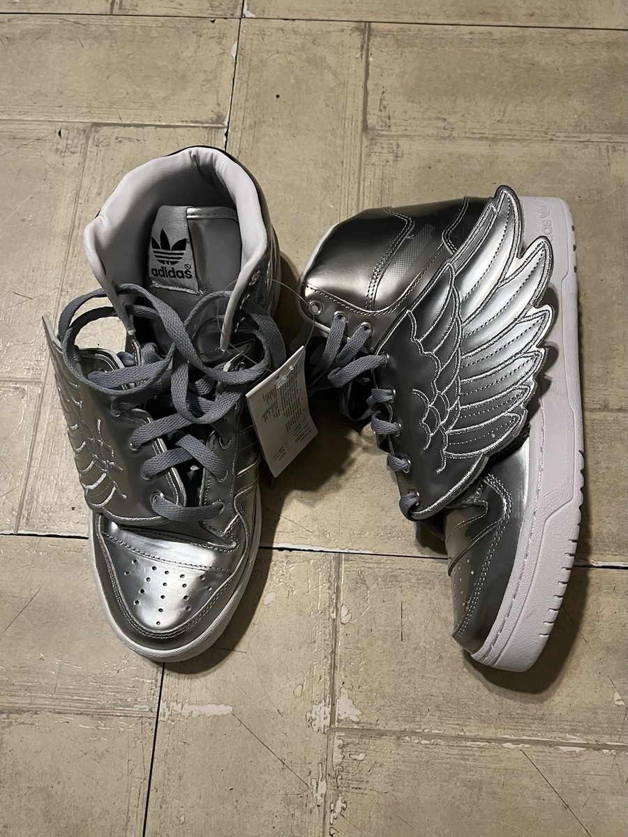 Authentic Adidas Jeremy Scott Metallic silver wings size 8.5 with