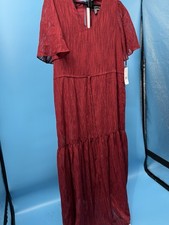 🎈Sale NWT Women Pheasant Maxi Dress Donna Ricco wine metallic BOHO RETRO Party