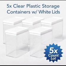 5x 12.6c Tall Rectangle Plastic Storage Conta...