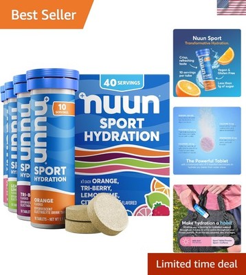 Portable Sport Electrolyte Tablets - 1g Sugar, Mixed Flavors, 40 Servings Pack
