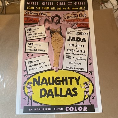 Naughty Dallas 1964 Vintage Burlesque Movie Poster Poster RePrint