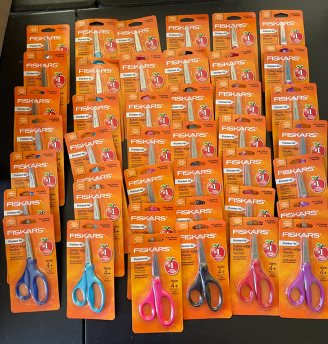 Fiskars Color Scissors 42 Packs of Fiskars Pointed Tip Safety Edge Kids School Scissors 6 ...