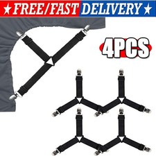 4Bed Sheet Fasteners Adjustable Elastic Suspenders Straps Mattress Covers Clips