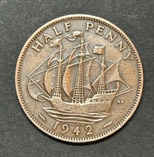 1942 King George VI Half Penny Coin #0266