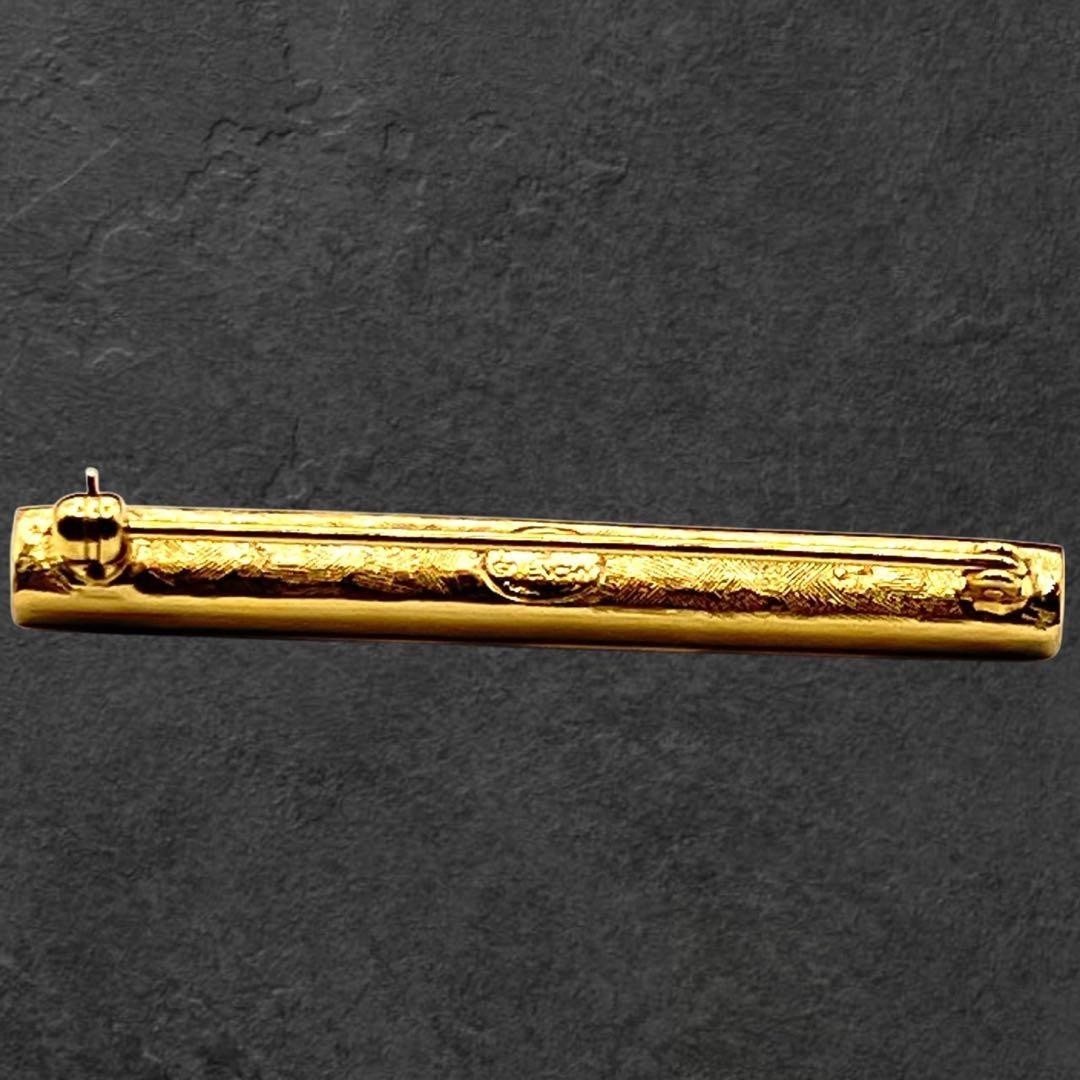 GIVENCHY Vintage Gold Bar Brooch Clear Rhinestone 5cm Signed Designer Jewelry thumbnail 5