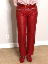 Womens Wilsons Leather Pants Red 10 Maxima Biker Motorcycle Vtg 90s Y2K Rare