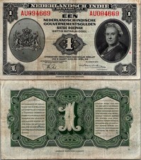 Netherlands 1 Gulden 1943 Pick # 111 VF - XF