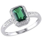 1 CTW Square Cut Emerald & Diamond (Lab created) Ring 925 Silver Sz 8 May Births — photo 1
