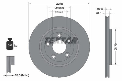 2 x TEXTAR 92099100 Bremsscheibe für DAIMLER,FORD USA,JAGUAR,LINCOLN