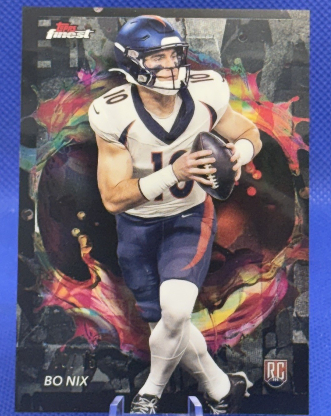 2024 Topps Finest  Rare Bo Nix #249 (RC) Black Refractor #10/15 SP JERSEY MATCH!