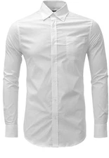 Men’s Dress Shirt, Long Sleeve Solid Slim/Regular Cotton Stretch Shirt