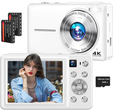 4K Digital Camera, 64MP Autofocus Vlogging Camera with Dual Lens, 16X Digital Zo