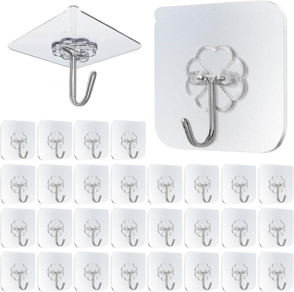 30 StüCk Haken Selbstklebend, Klebehaken Extra Stark Transparent, Klebe Haken Oh-image
