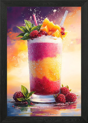 Raspberry Mango Smoothie Gerahmtes Wandbild Poster Leinwanddruck Bild