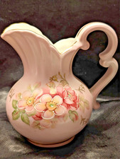 Vintage Inarco Pitcher Vase  Pink w Floral design F-2693