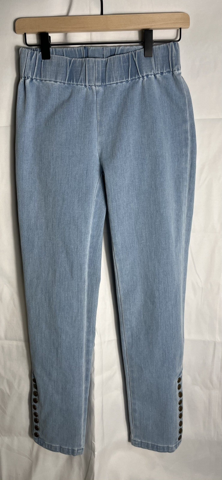 Soft Surroundings Metro Pale Denim Legging Ankle Snaps Pants Women's Size PXS