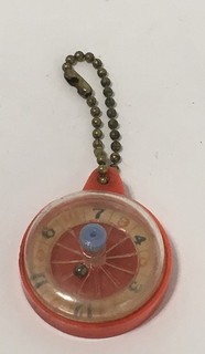 Vintage Roulette Wheel Celluloid Keychain Spins
