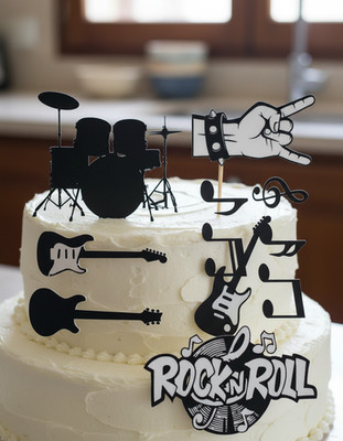 Essbar Musik Rocker Tortenaufleger Hard ROCK Gitarre Torte Zuckermasse Esspapier