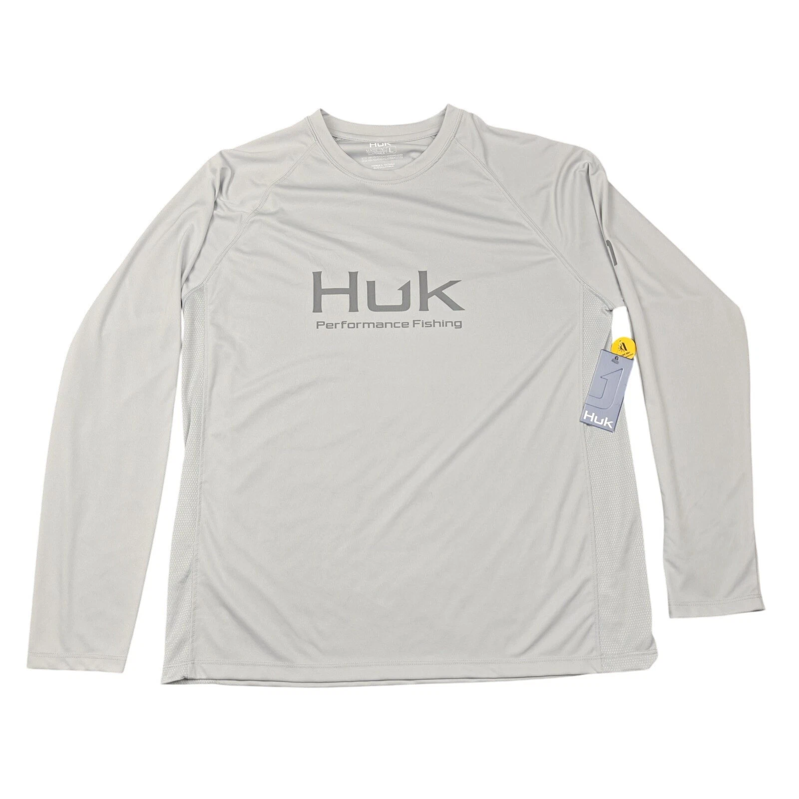 Huk Shirt Mens Large Gray Vented Pursuit Long Sleeve Sun Fishing UPF 50+ New