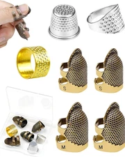 Sewing Thimble Kit 7-Piece – Metal Finger Protectors for Hand Sewing & Quilting