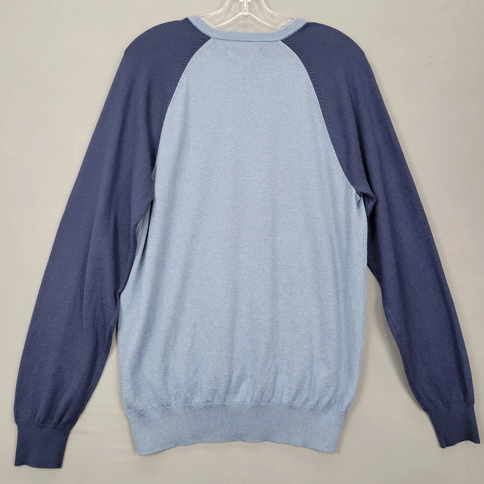 Suéter azul John Bartlett NOVO US$ 45 Raglan manga longa malha gola redonda masculino tamanho M - Imagem 3 de 4