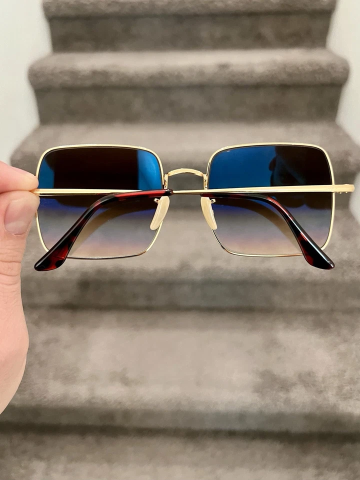 NEW Ray-Ban Square 1971 Sunglasses Gold Frame with Gradient Brown Lenses 54-19 - Image 3 of 4