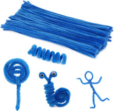 100 Pcs Pipe Cleaners Craft, Lake Blue Pipe Cleaners Bulk, Chenille Stem