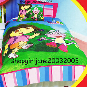 Unique dora bedding set twin Dora The Explorer Boots Jumping Single Us Twin Quilt Doona Duvet Cover Set Ebay