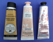 LOT OF 3 HAND CREAM 2 L'OCCITANE CHERRY BLOSSOM,NEROLI ORCHIDEE DIONIS GOAT