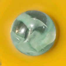 Vintage Christensen Agate Slag Marble Aqua Translucent Base White Swirl