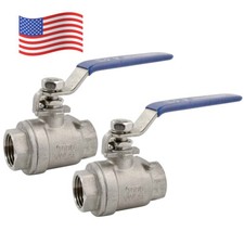 1/2 inch NPT Ball Valve,316 Stainless Steel Full Port,2-Piece, 1000WOG, 2Pack