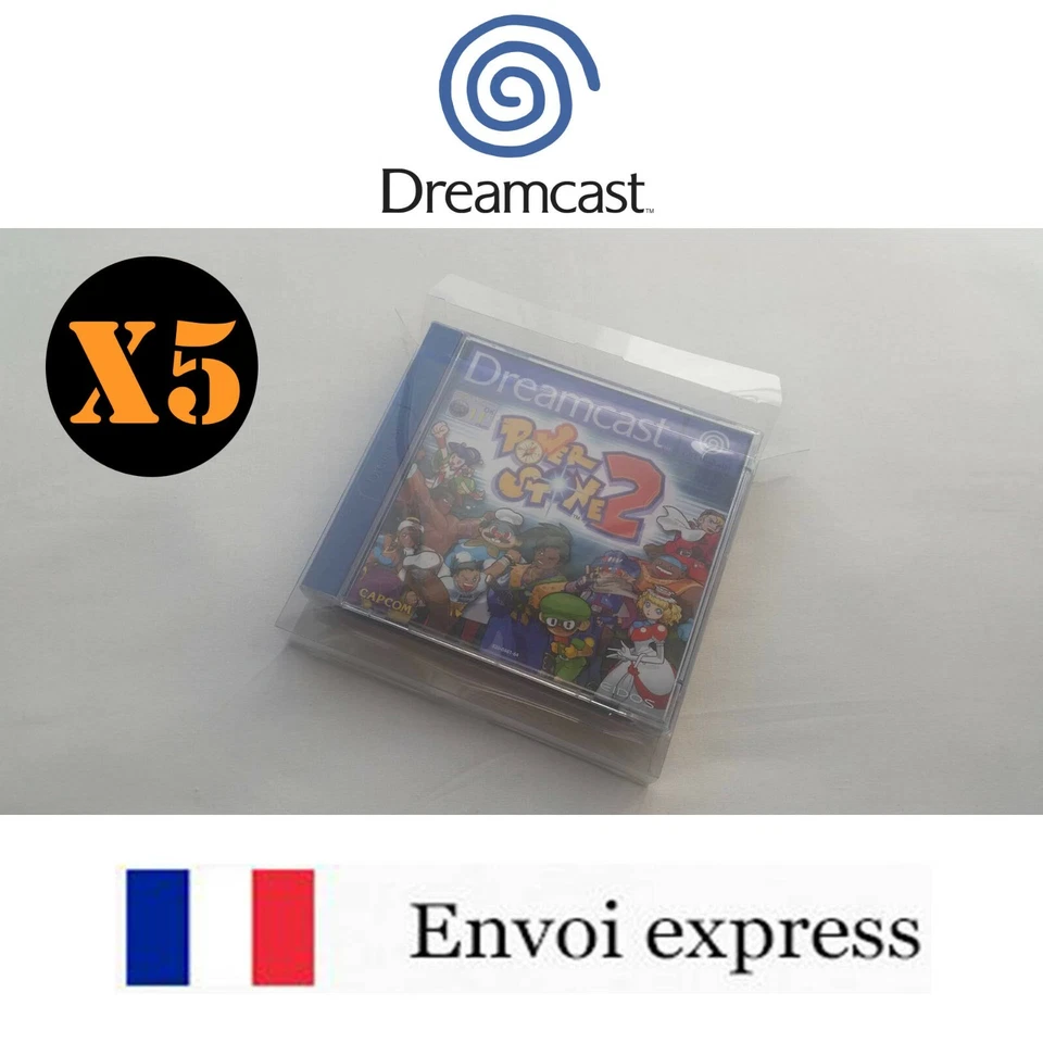5X Protection transparente pour boite Sega Dreamcast DC - boitier case sleeve