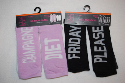 Womens 4 PAIR LOT NO SHOW SOCKS Friday Please CHAMPAGNE DIET Shoe Size 4-10