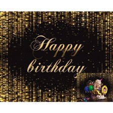 Happy Birthday Backdrop for Photography Black Gold Glitter Birthday Backdrop ...
