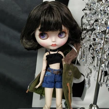 Blythe Articular doll Short black hair Dudu mouth from Factory Joint Body 12"