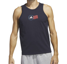 NEW W TAGS Adidas Men's American Flag Tank in Legend Ink, Sz S