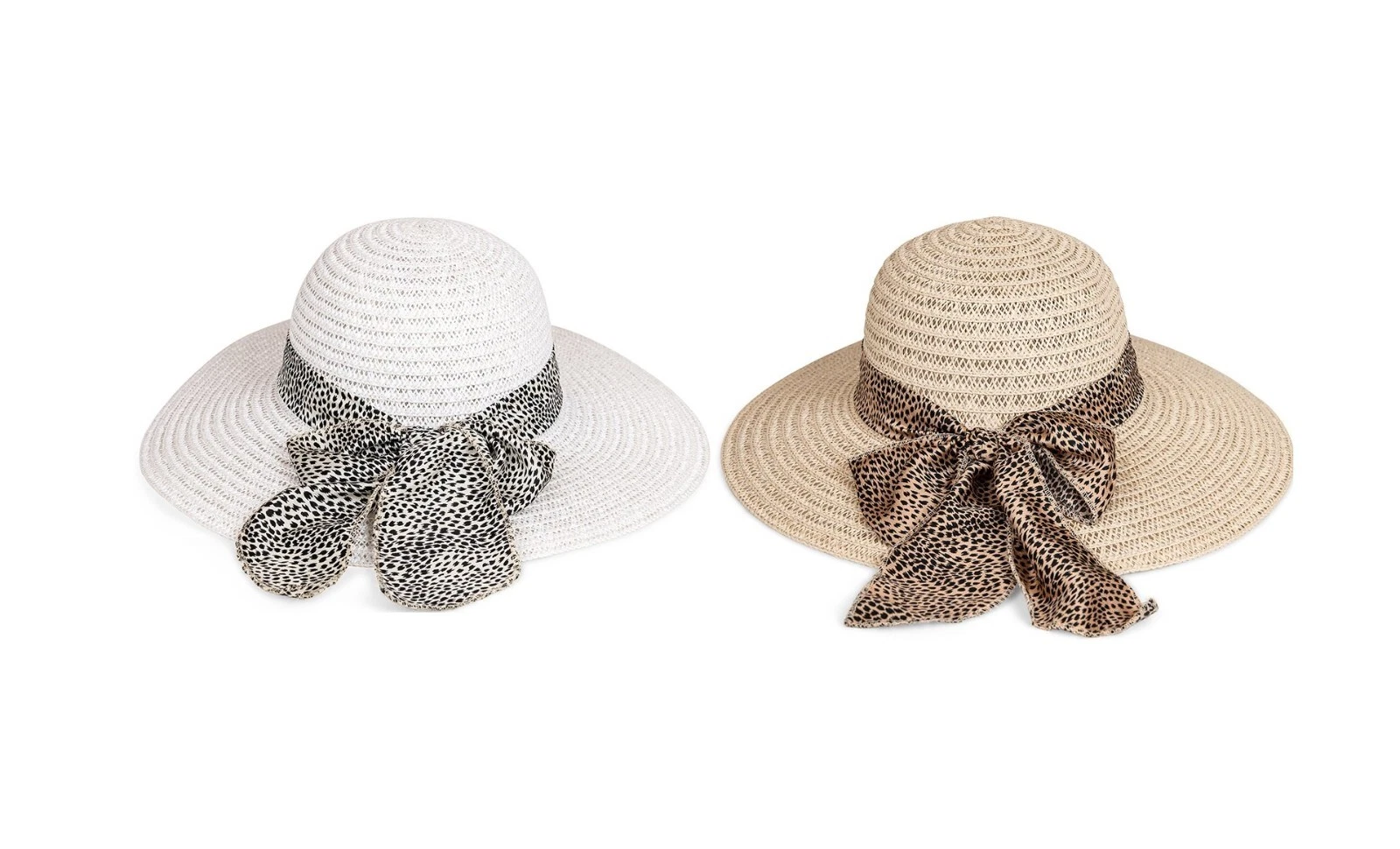 Wide brim sun hat womens animal print leopard band summer floppy