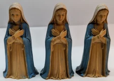 LOT OF 3 Mary Christmas Nativity Creche Manger Figurine Plastic Hong Kong 3.5"